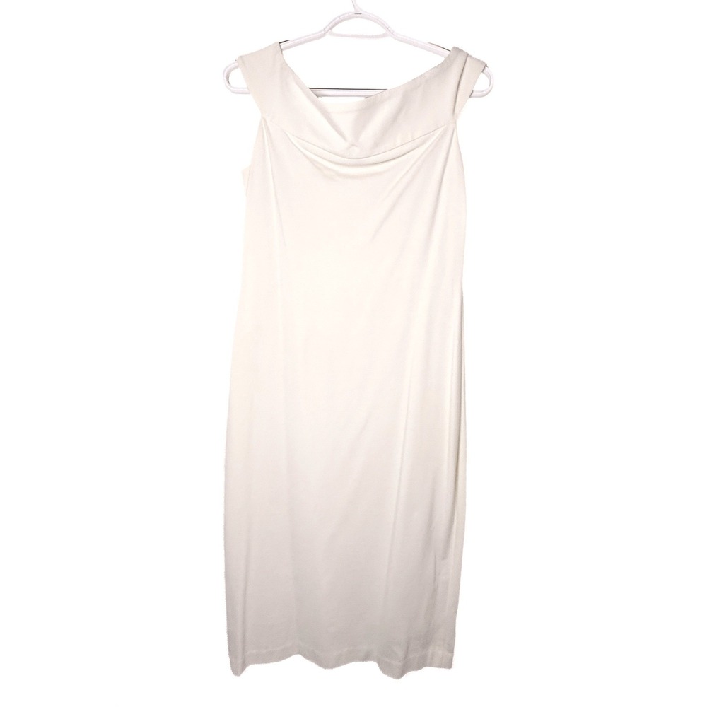 Gianni Bini Dress Womens 6 Ivory Off Shoulder Cowl Neck Sheath Bridal Cocktail